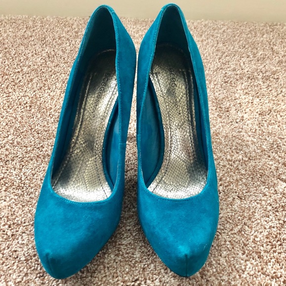 BCBGeneration Parade Teal Leather Pumps Heels 8.5 - Picture 2 of 4